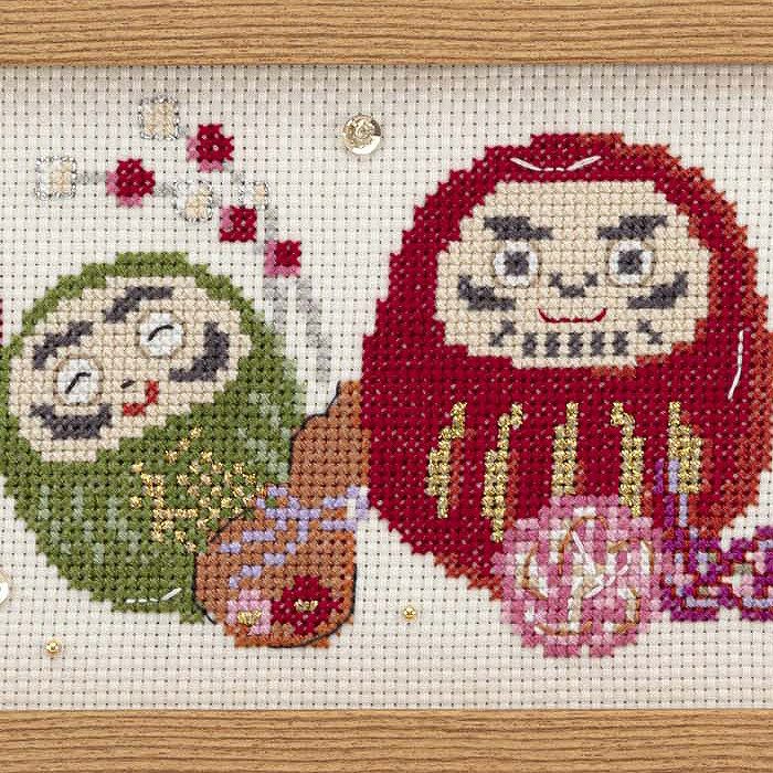 クロスステッチフレーム＜だるま＞ | リバティ 生地、編み物、刺繍