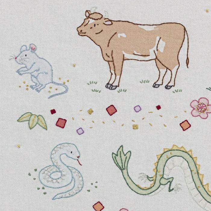 ステッチクロス＜十二支の動物たち＞ | リバティ 生地、編み物、刺繍