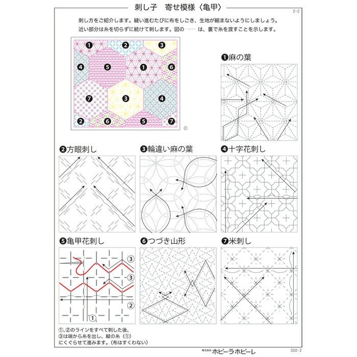 刺し子 寄せ模様＜亀甲＞2 セット | リバティ 生地、編み物、刺繍