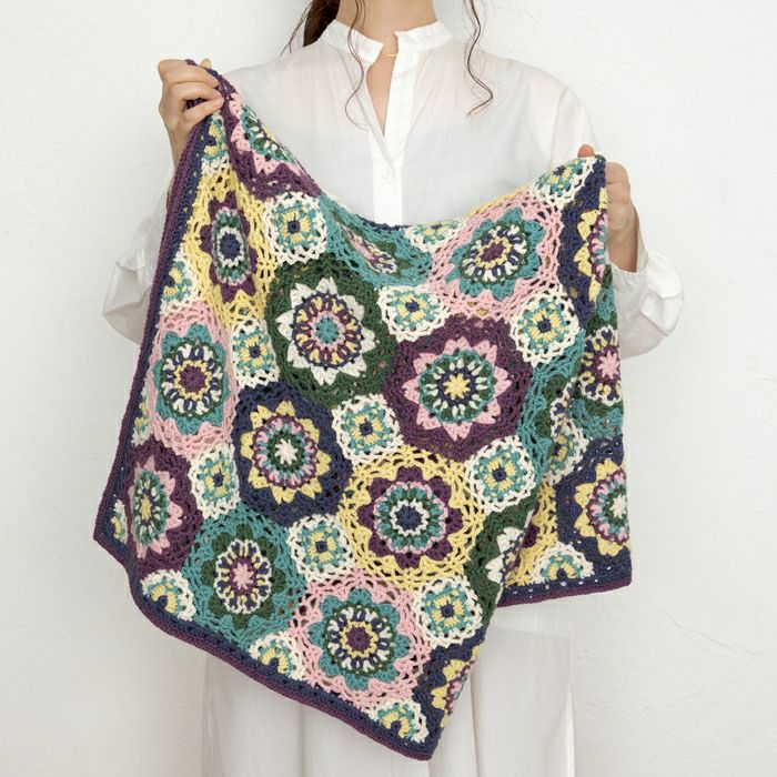 カラフルローズブランケット（編み物 材料セット） | リバティ 生地