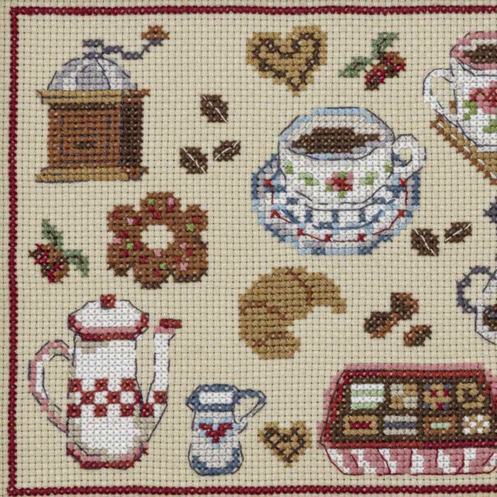 クロスステッチフレーム＜coffee time＞ | リバティ 生地、編み物