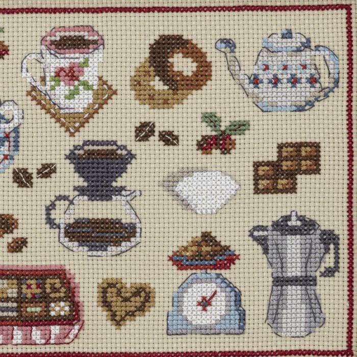クロスステッチフレーム＜coffee time＞ | リバティ 生地、編み物