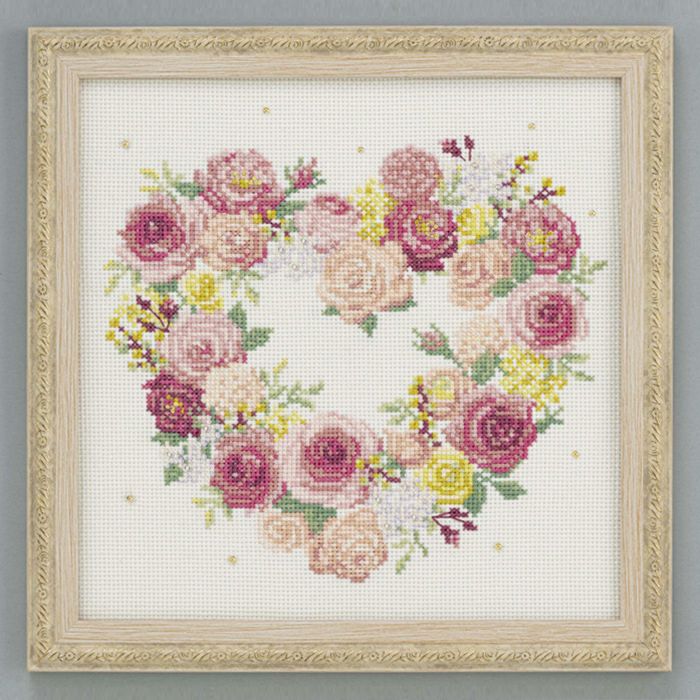 クロスステッチフレーム＜ローズハート＞ | リバティ 生地、編み物
