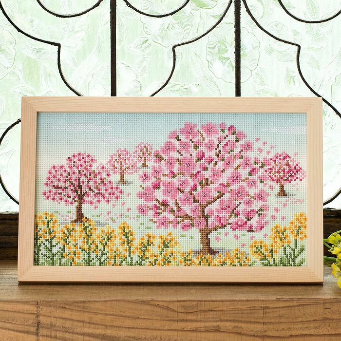 クロスステッチフレーム＜桜と富士山＞ | リバティ 生地、編み物、刺繍