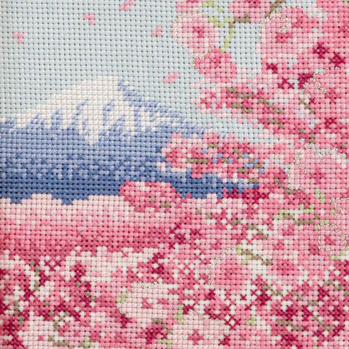 クロスステッチフレーム＜桜と富士山＞ | リバティ 生地、編み物、刺繍