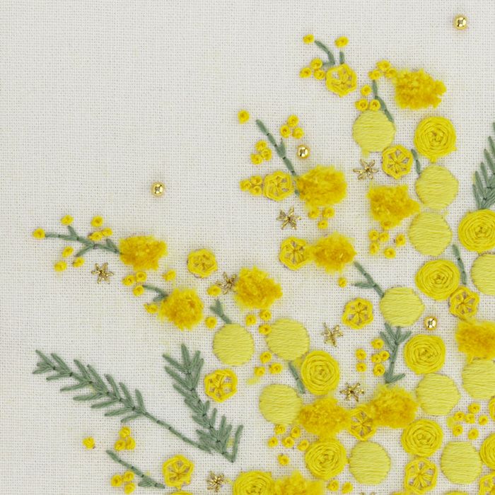 ステッチフレーム＜ミモザの花束＞ | リバティ 生地、編み物、刺繍