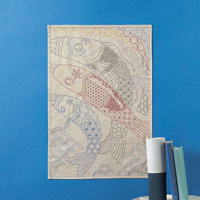 刺し子のクロス＜神奈川沖浪裏＞ | リバティ 生地、編み物、刺繍