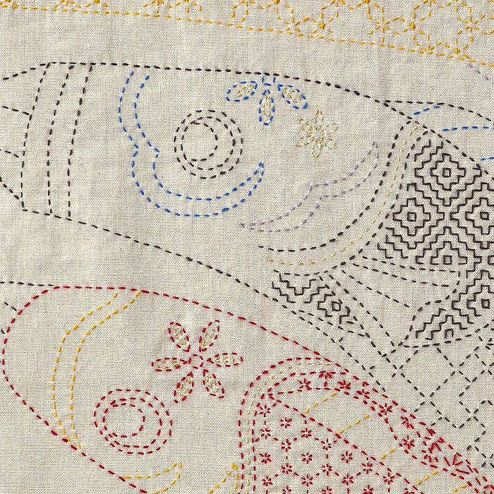 刺し子のクロス＜大空を泳ぐ＞ | リバティ 生地、編み物、刺繍、刺し子