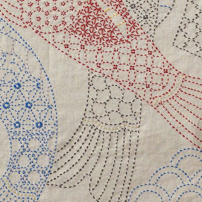 刺し子のクロス＜大空を泳ぐ＞ | リバティ 生地、編み物、刺繍、刺し子