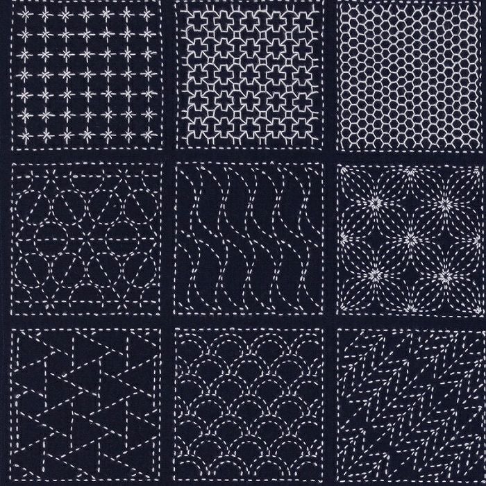 harudakeプレゼント】刺し子のサンプラークロス＜四角模様＞（刺し子糸