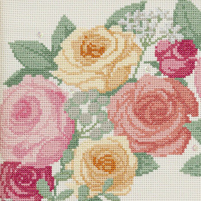 クロスステッチフレーム＜ローズリース＞ | リバティ 生地、編み物