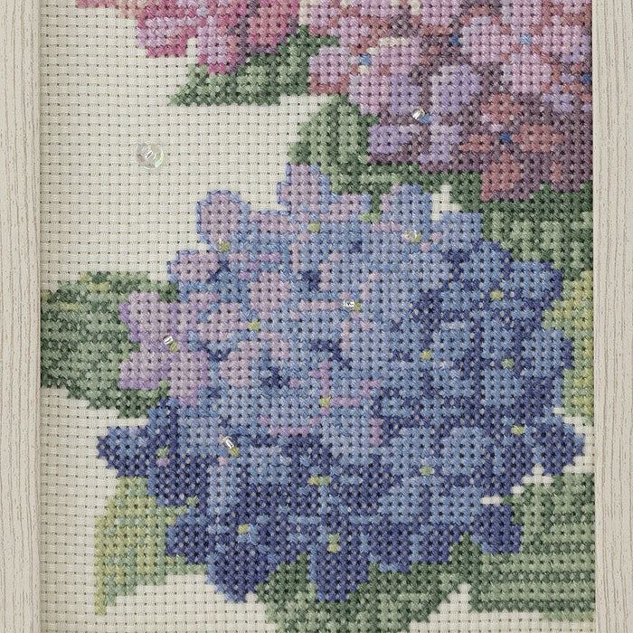 クロスステッチフレーム＜紫陽花ならべ＞ | リバティ 生地、編み物