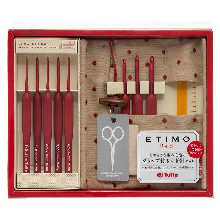 エティモ レッドかぎ針セット | リバティ 生地、編み物、刺繍、刺し子