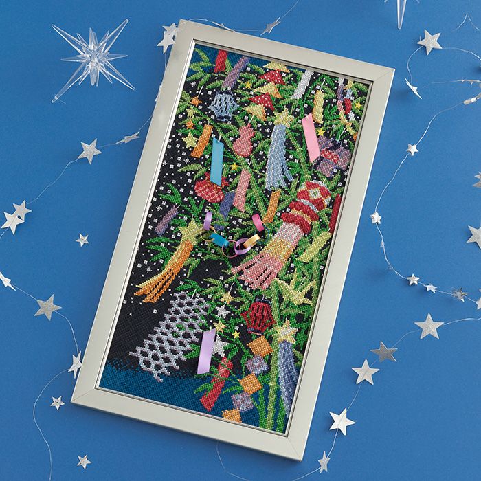 クロスステッチフレーム＜七夕の願いごと＞ | リバティ 生地、編み物