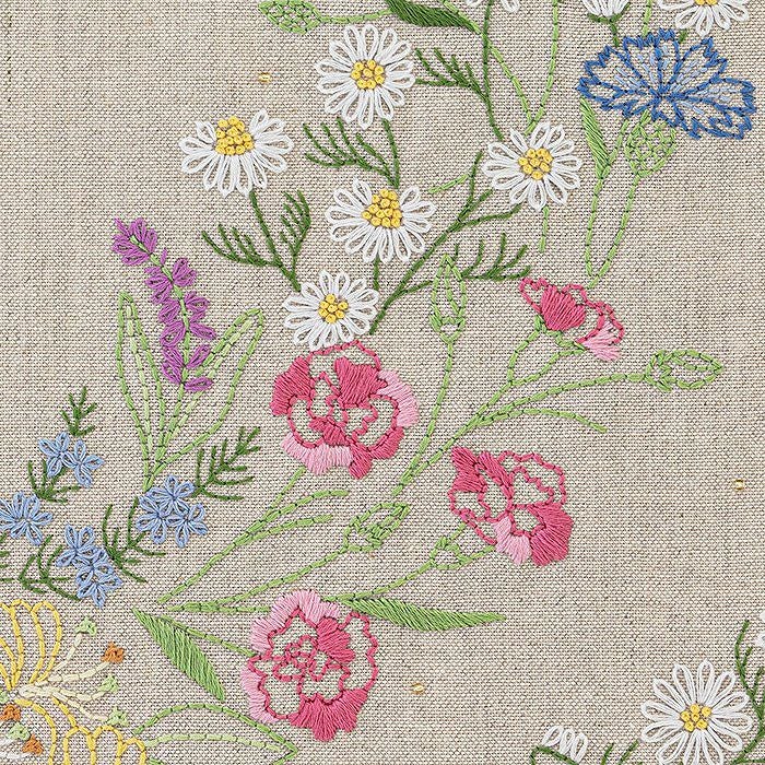 ステッチクロス＜花咲くハーブリース＞ | リバティ 生地、編み物、刺繍