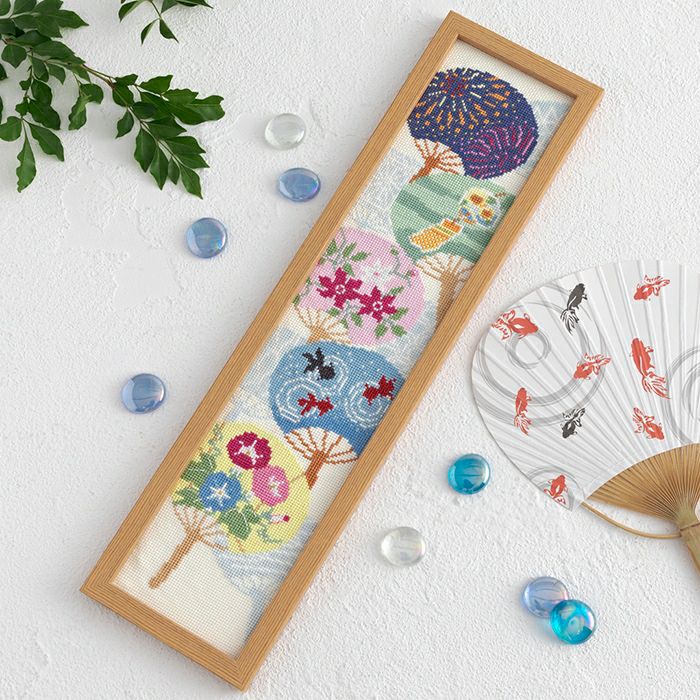 クロスステッチフレーム＜涼やかな水面＞ | リバティ 生地、編み物