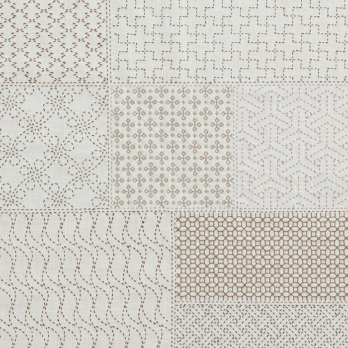 harudakeプレゼント】刺し子のサンプラークロス＜やさしい色の四角模様