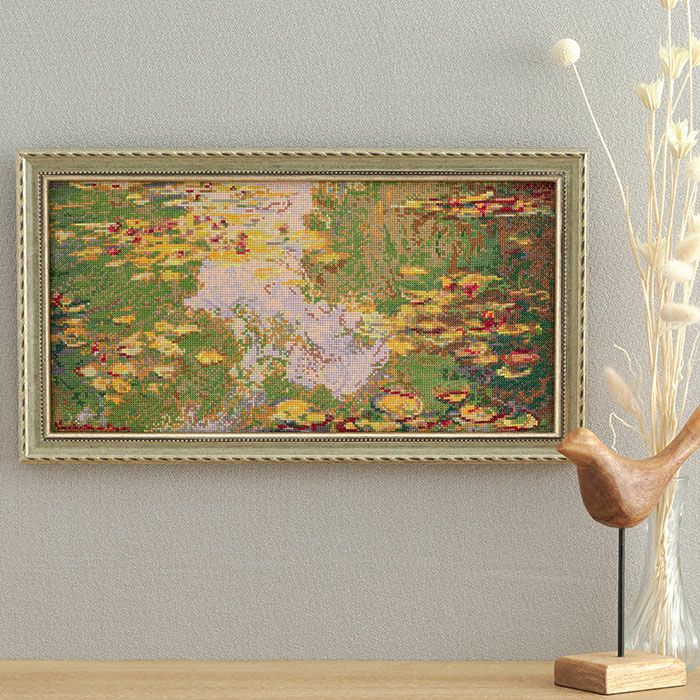 クロスステッチフレーム＜睡蓮の池、緑の反映＞ | リバティ 生地