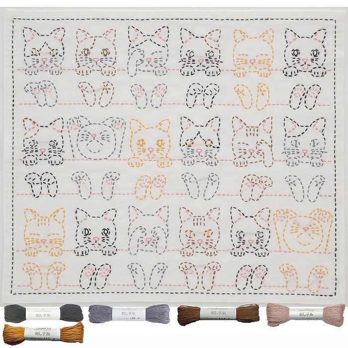 クロスステッチフレーム＜猫ならび＞ | リバティ 生地、編み物、刺繍
