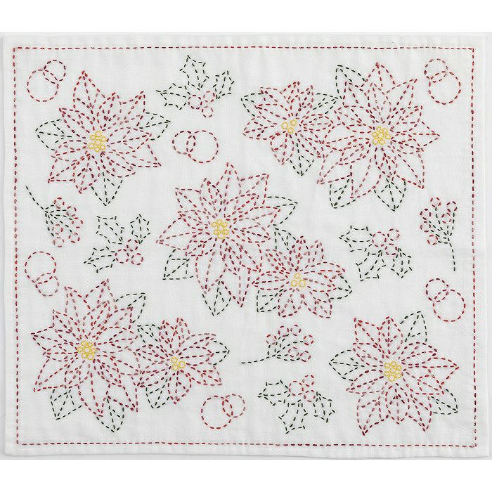 刺し子 ポインセチア | リバティ 生地、編み物、刺繍、刺し子のこと