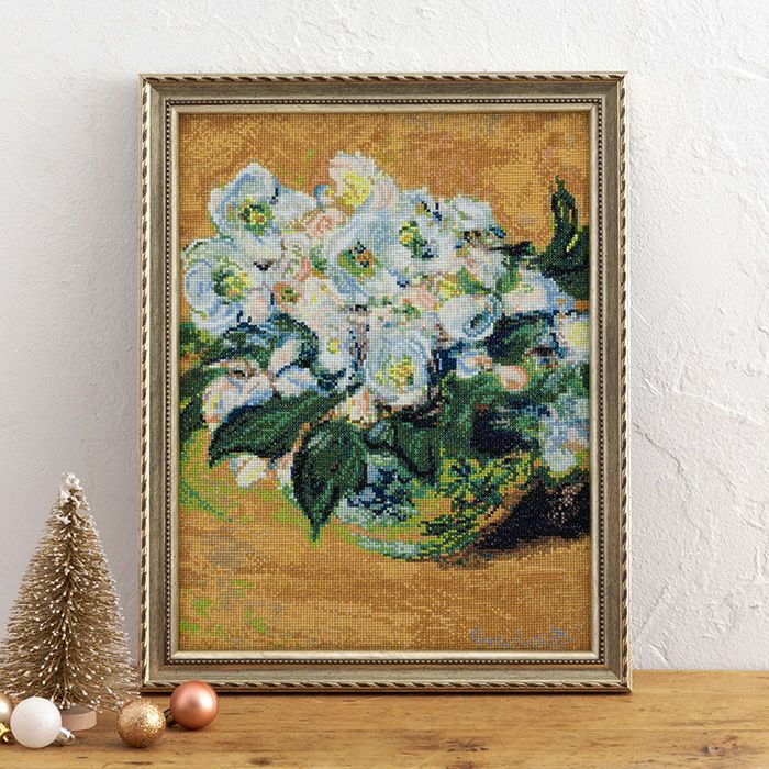 クロスステッチフレーム＜クリスマスローズ（クロード・モネ