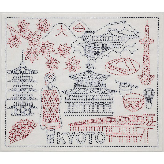 【ニー】白に赤が映えるロホリカンタ　刺し子　刺繍布　　フリンジ 5/25予約】刺し子 KYOTO | リバティ 生地、編み物、刺繍、刺し子のこと