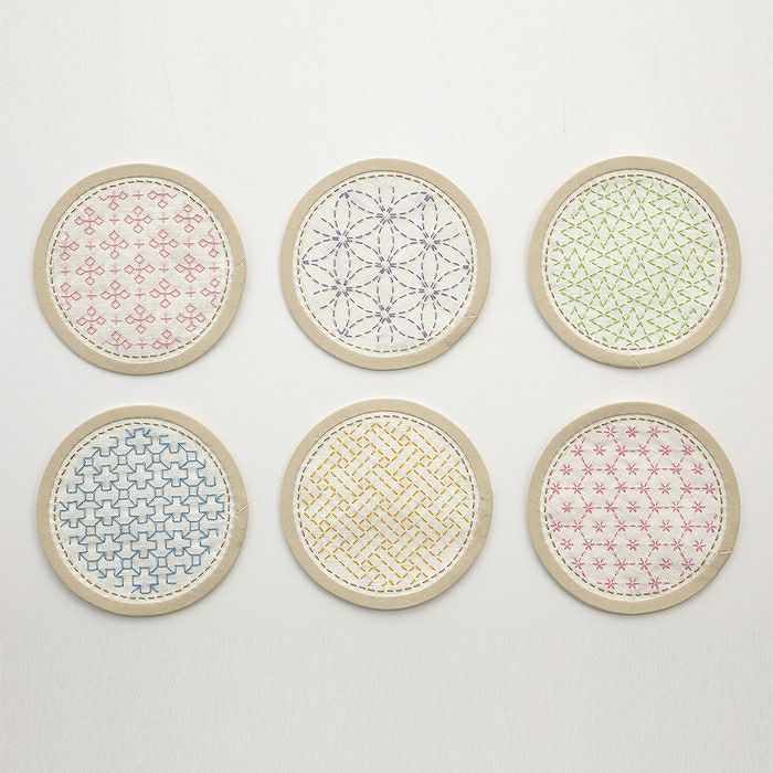 刺し子のコースター＜丸あわせ＞ | リバティ 生地、編み物、刺繍