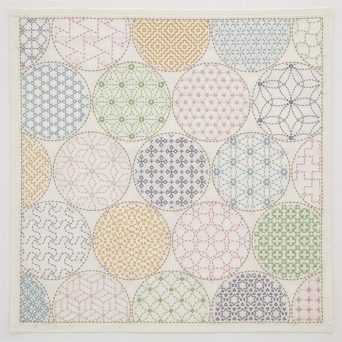 刺し子のマルチクロス＜丸あわせ＞ | リバティ 生地、編み物、刺繍