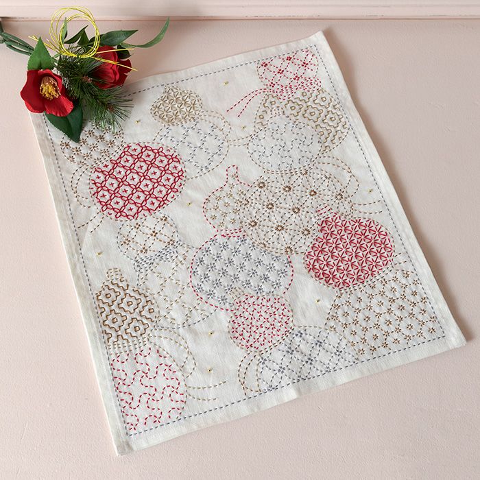 刺し子のクロス＜ひょうたん＞ | リバティ 生地、編み物、刺繍、刺し子