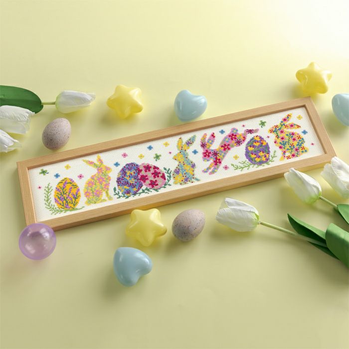 クロスステッチフレーム＜フラワーラビット＞ | リバティ 生地、編み物