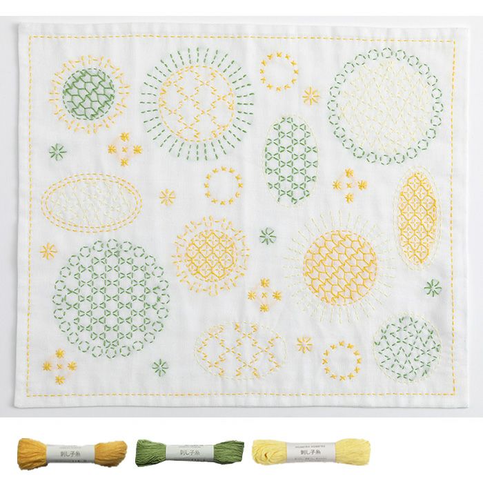 刺し子 寄せ模様＜丸あつめ＞セット | リバティ 生地、編み物、刺繍