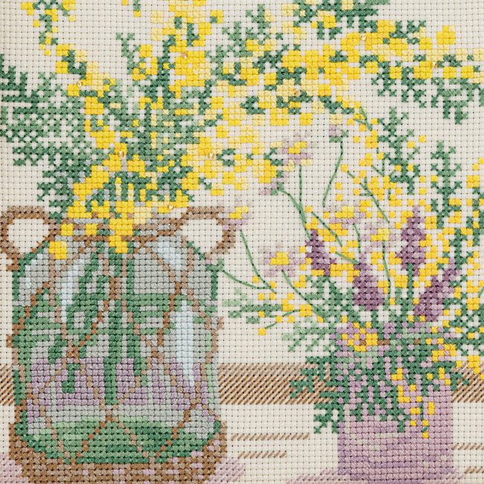 クロスステッチフレーム＜満開のミモザ＞ | リバティ 生地、編み物
