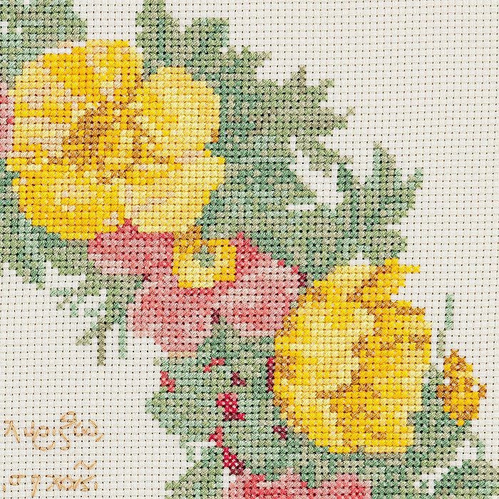 クロスステッチフレーム＜バラ図譜リース（ピエール＝ジョゼフ