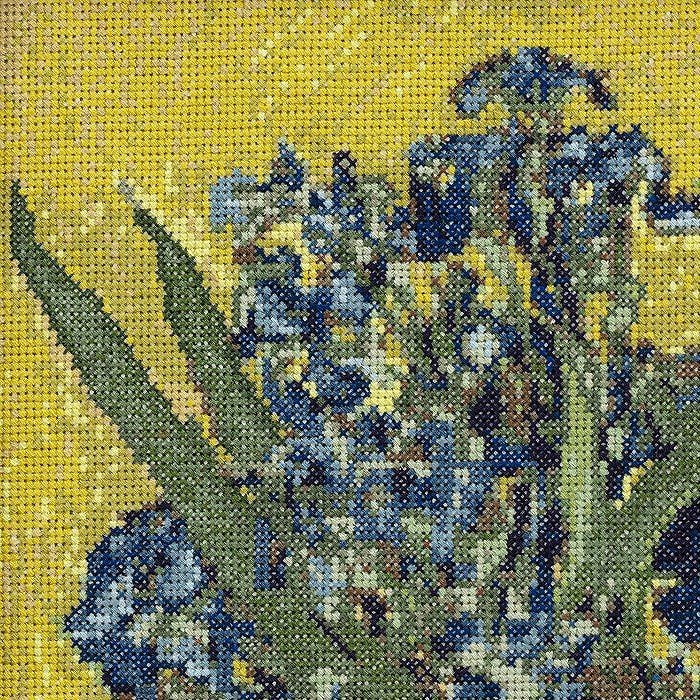 3/10予約】クロスステッチフレーム＜アイリスのある花瓶、黄色い背景