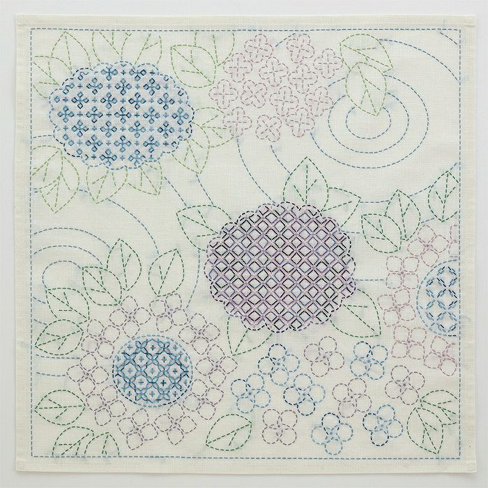 ステッチクロス＜あじさいリース＞ | リバティ 生地、編み物、刺繍