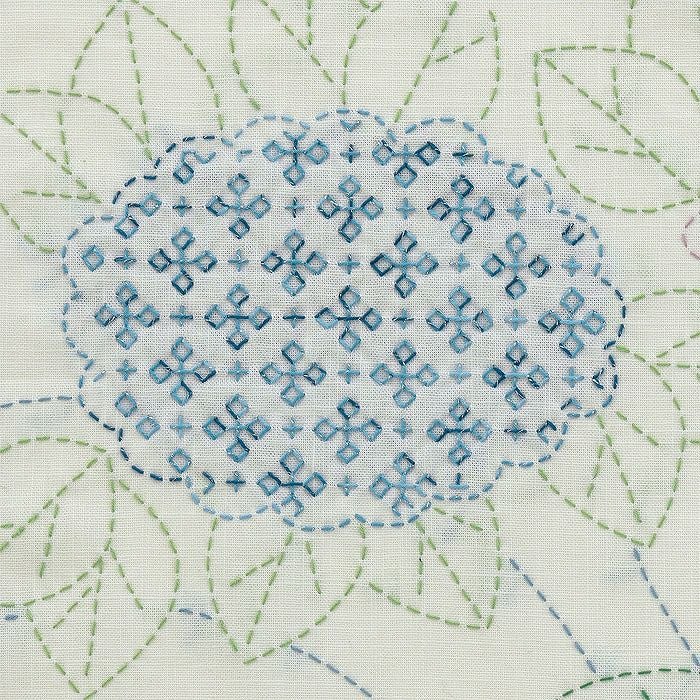 刺し子のクロス＜あじさい便り＞ | リバティ 生地、編み物、刺繍