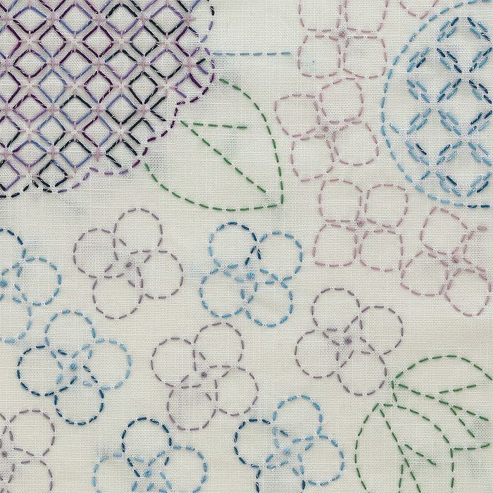 刺し子のクロス＜あじさい便り＞ | リバティ 生地、編み物、刺繍