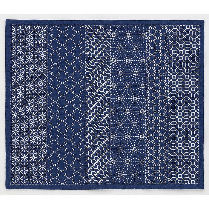 刺し子 寄せ模様＜丸がさね・紺＞ | リバティ 生地、編み物、刺繍