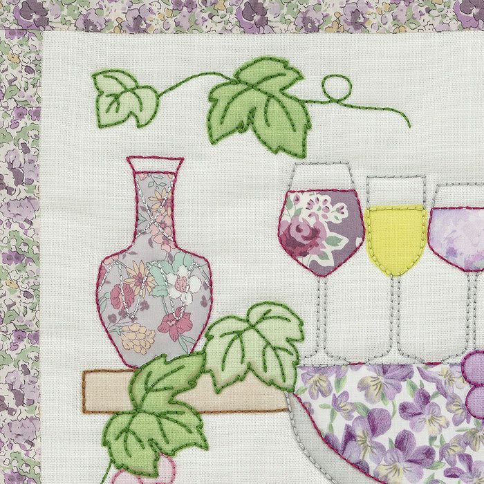 アップリケタペストリー＜ワイン＞2 | リバティ 生地、編み物、刺繍