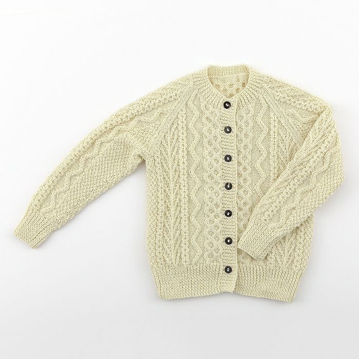 （最終値下げ）aran 手編みニットカーディガン アランカーディガン＜アランウール01IV＞（編み物 材料セット