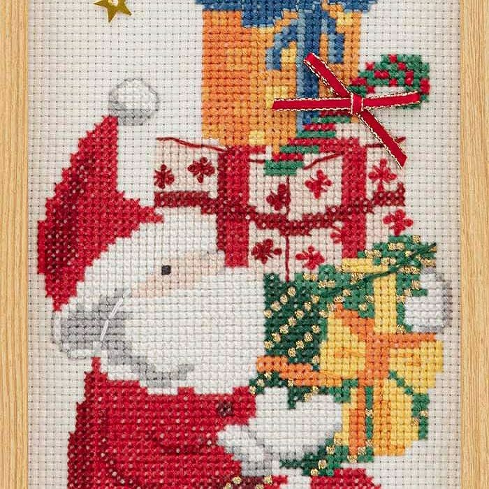 クロスステッチフレーム＜サンタからのプレゼント＞ | リバティ 生地