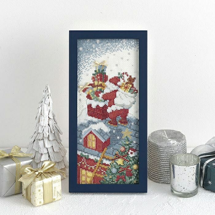 クロスステッチフレーム＜HAPPY HOLIDAYS～暖炉の明かり