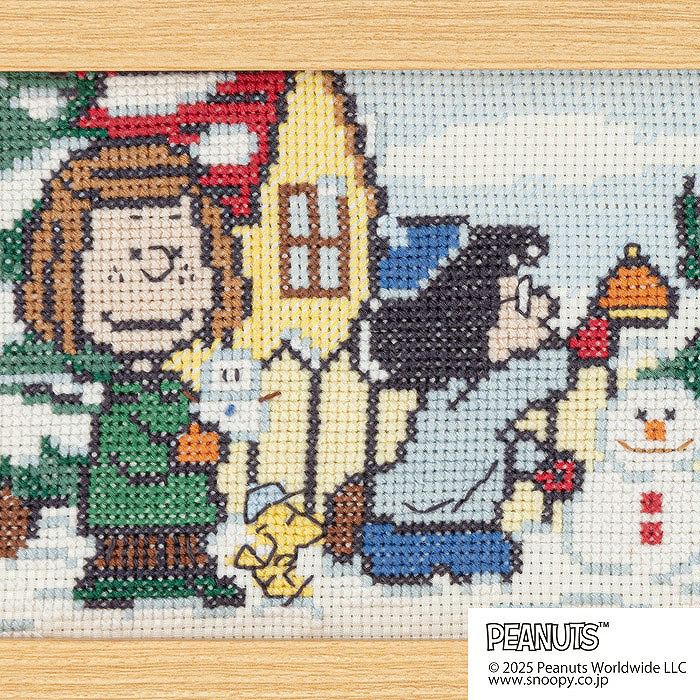 クロスステッチフレーム＜スヌーピーと雪だるま＞ | リバティ 生地