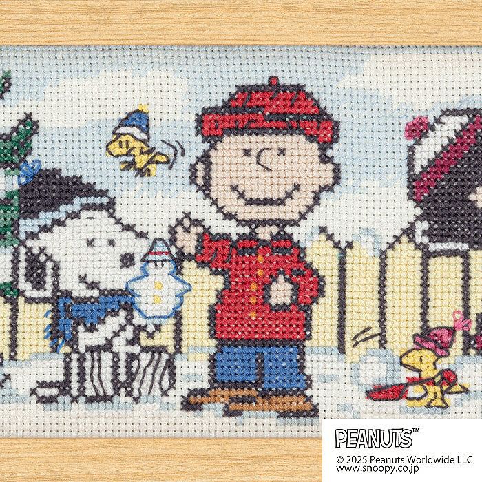 クロスステッチフレーム＜スヌーピーと雪だるま＞ | リバティ 生地