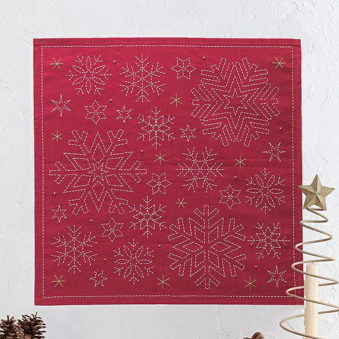 刺し子のクロス＜ノエルツリー＞ | リバティ 生地、編み物、刺繍
