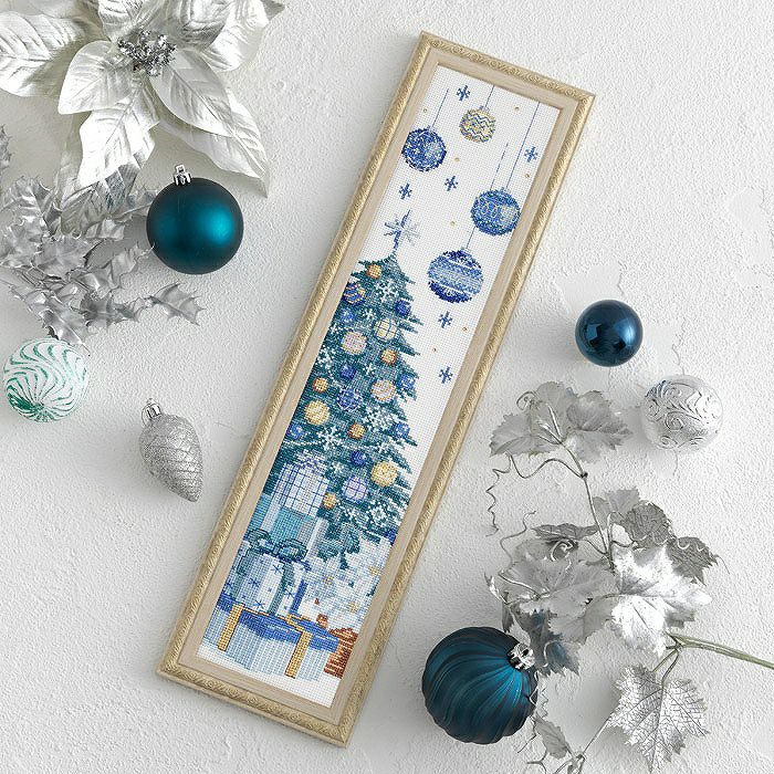 クロスステッチフレーム＜青の煌めき＞ | リバティ 生地、編み物、刺繍
