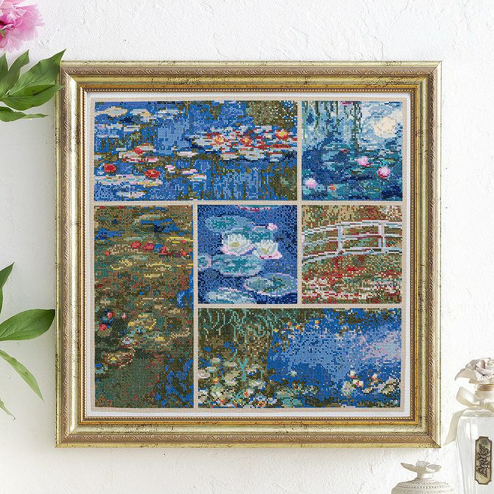 クロスステッチフレーム＜睡蓮：朝＞ | リバティ 生地、編み物、刺繍