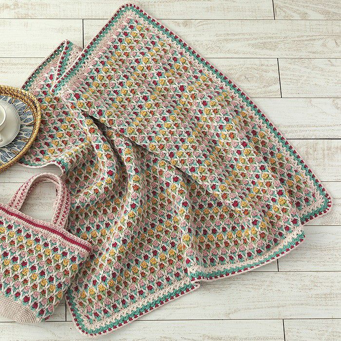 ビオラのボーダーブランケット（編み物 材料セット） | リバティ 生地