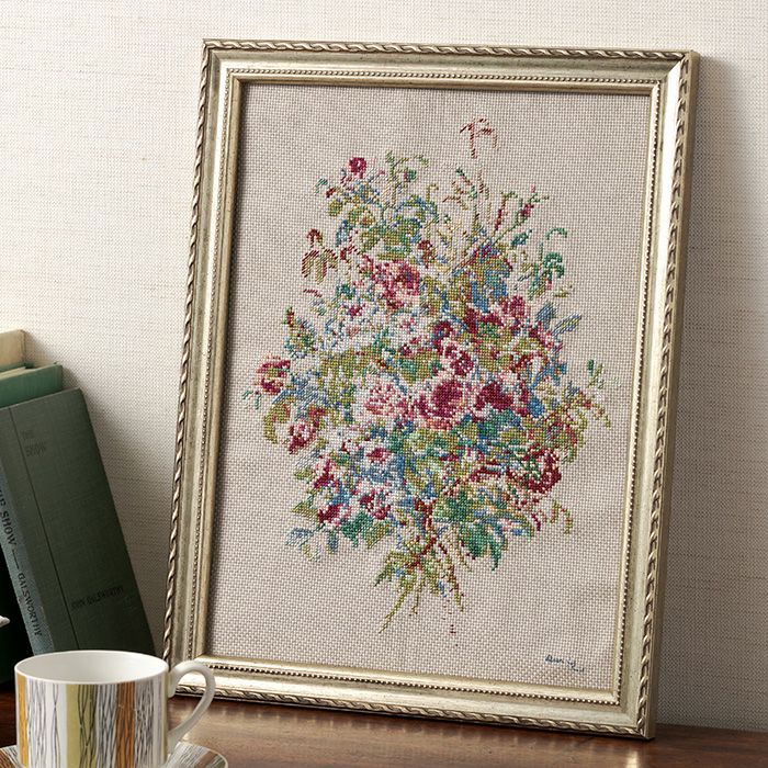 クロスステッチフレーム＜ルノワールのバラの花束＞ | リバティ 生地