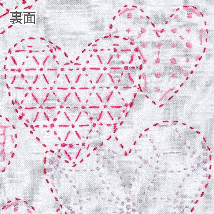 ピンクちゃん　ハート模様の刺し子10枚 刺し子 寄せ模様＜ハート＞ | リバティ 生地、編み物、刺繍、刺し子の